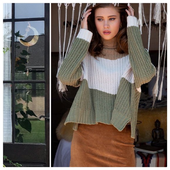 POL Sweaters - POL Jenson Color Block Chenile Sweater